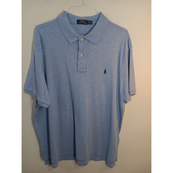 Polo Ralph Lauren Short Sleeve Polo Blue Shirt Logo Mens Size 2XB EUC - Picture 1 of 9